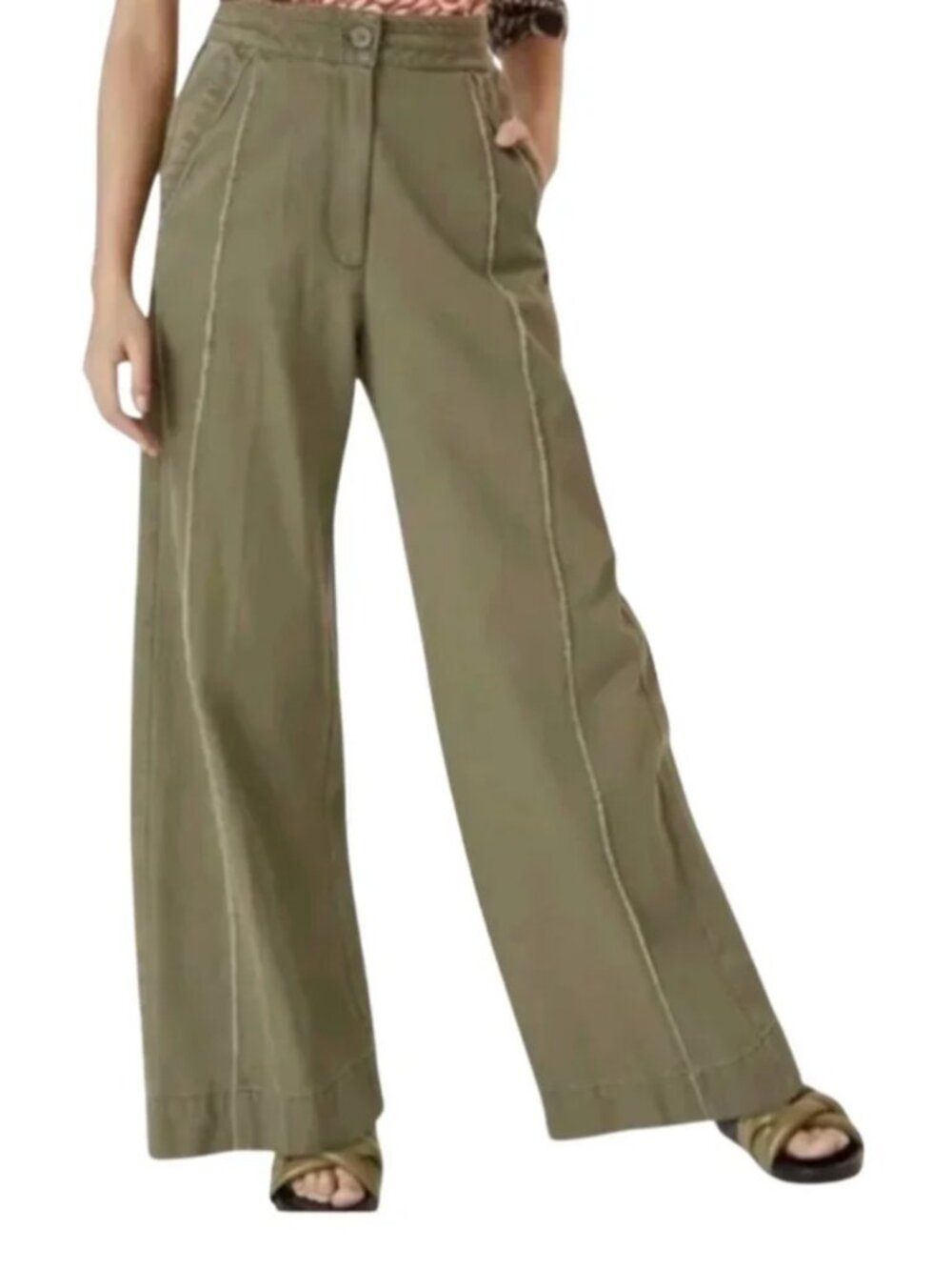 Anthropologie Tiny Wide Leg Pants Army Green XS